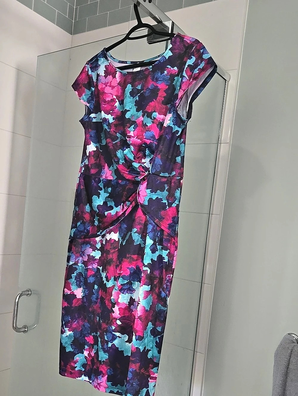 Floral Midi Dress in Purple & Pink Like New